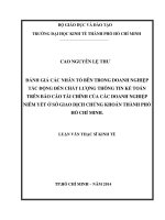 Đánh giá các nhân tố bến trong doanh nghiệp tác động đến chất lượng thông tin kế toán trên báo cáo tài chính của các doanh nghiệp niêm yết ở sở giao giao dịch chứng khoán TPHCM