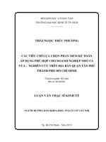 Các tiêu chí lựa chọn phần mềm kế toán áp dụng phù hợp cho doanh nghiệp nhỏ và vừa, nghiên cứu trên địa bàn quận tân phú thành phố hồ chí minh