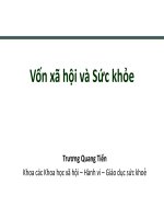 VỐN XÃ HỘI VÀ SỨC KHỎE, TRƯƠNG QUANG TIẾN