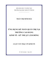 Ứng dụng kế toán quản trị tại trường cao đẳng kinh tế   kỹ thuật lâm đồng