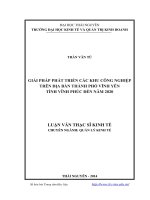 Giải pháp phát triển các khu công nghiệp trên địa bàn thành phố vĩnh yên tỉnh vĩnh phúc đến năm 2020