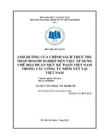 Ảnh hưởng của chính sách thuế thu nhập doanh nghiệp đến việc áp dụng chế độ, chuẩn mực kế toán việt nam trong các công ty niêm yết tại việt nam