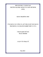 Ứng dụng các công cụ kỹ thuật kế toán quản trị trong các doanh nghiệp nhỏ và vừa