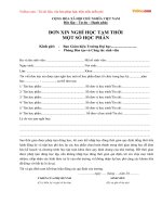 Đơn xin nghỉ học tạm thời một số học phần