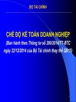 Bài giảng Chế độ kế toán doanh nghiệp (Ban hành theo Thông tư số 200-2014-TT-BTC ngày 22-12-2014 của Bộ Tài chính thay thế QĐ15) - Bộ Tài chính