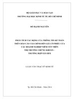 Phân tích tác động của thông tin kế toán trên báo cáo tài chính đến giá cổ phiếu của các doanh nghiệpniêm yết trên TTCK   trường hợp sàn HSX