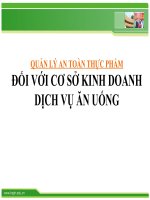 QUẢN LÝ AN TOÀN THỰC PHẨM ĐỐI VỚI CƠ SỞ KINH DOANH DỊCH VỤ ĂN UỐNG