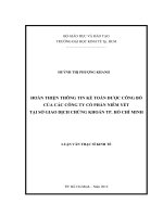 Hoàn thiện thông tin kế toán được công bố của các công ty cổ phần niêm yết tại sở giao dịch chứng khoán TPHCM
