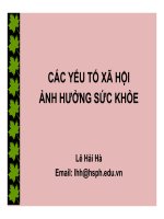 CÁC YẾU TỐ XÃ HỘI ẢNH HƯỞNG SỨC KHỎE, LE HẢI HÀ