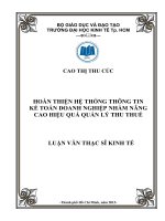 Hoàn thiện hệ thống thông tin kế toán doanh nghiệp nhằm nâng cao hiệu quả quản lý thu thuế