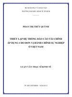 Thiết lập hệ thống báo cáo tài chính áp dụng cho đơn vị hành chính sự nghiệp ở việt nam