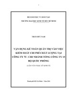 Vận dụng kế toán quản trị vào việc kiểm soát chi phí chất lượng tại công ty 75