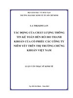 Tác động của chất lượng thông tin kế toán đến rủi ro thanh khoản của cổ phiếu các công ty niêm yết trên thị trường chứng khoán việt nam