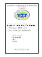 báo cáo thực tập tốt nghiệp chuyên ngành chế biến món ăn tại khách sạn xuân quyền năm 2015  