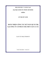 Hoàn thiện công tác kế toán quản trị tại công ty cổ phần XNK thủy sản cà ná
