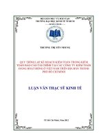 Quy trình lập kế hoạch kiểm toán trong kiểm toán báo cáo tài chính tại các công ty kiểm toán đang hoạt động ở việt nam trên địa bàn TPHCM