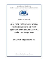 Giải pháp phòng ngừa kế toán tại ngân hàng thương mại cổ phần đầu tư và phát triển việt nam