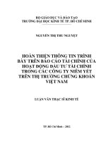 Hoàn thiện thông tin trình bày trên báo cáo tài chính của hoạt động đầu tư tài chính trong các công ty niêm yết trên thị trường chứng khoán việt nam