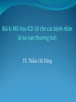 Bài 6 Mã hóa ICD-10 cho các bệnh nhân bị tai nạn thương tích, TS. THẨM CHÍ DŨNG, HÀ NỘI 9-2013