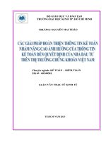 Các giải pháp hoàn thiện thông tin kế toán nhằm nâng cao ảnh hưởng của thông tin kế toán đến quyết định của nhà đầu tư trên thị trường chứng khoán việt nam