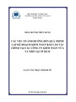 Các yếu tố ảnh hưởng đến quá trình lập kế hoạch kiểm toán báo cáo tài chính tại các công ty kiểm toán vừa và nhỏ tại thành phố hồ chí minh