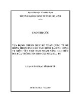 Vận dụng chuẩn mực kế toán quốc tế để hoàn thiện báo cáo tài chính tại các công ty niêm yết việt nam nhằm nâng cao hữu ích của thông tin cho các nhà đầu tư