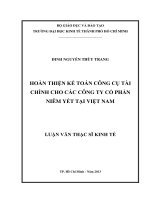 Hoàn thiện kế toán công cụ tài chính cho các công ty cổ phần niêm yết tại việt nam
