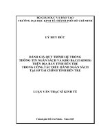 Đánh giá quy trình hệ thống thông tin ngân sách và kho bạc (tabmis) trên địa bàn tỉnh bến tre trong công tác điều hành ngân sách tại sở tài chính tỉnh bến tre
