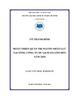 Hoàn thiện hoạt động quản trị nguồn nhân lực tại công ty du lịch sài gòn đến năm 2020