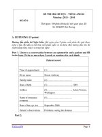 Đề thi học sinh giỏi lớp 10 môn Tiếng Anh tỉnh Hải Dương năm 2013