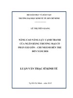 Nâng cao năng lực cạnh tranh của ngân hàng TMCP sài gòn   chi nhánh bến tre đến năm 2020