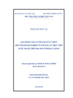 Giải pháp tăng cường quản lý thuế đối với doanh nghiệp có vốn đầu tư trực tiếp nước ngoài trên địa bàn tỉnh Bắc Giang