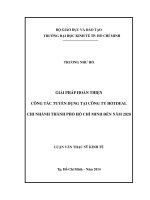 Giải pháp hoàn thiện về công tác tuyển dụng tại công ty hotdeal chi nhánh thành phố hồ chí minh đến năm 2020