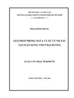 Giải pháp phòng ngừa và xử lý nợ xấu tại ngân hàng thương mại cổ đại dương