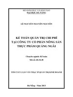 Kế toán quản trị chi phí tại công ty cổ phần nông sản thực phẩm quảng ngãi