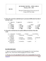Đề thi học sinh giỏi lớp 10 môn Tiếng Anh trường THPT Phú Nhuận – TP Hồ Chí Minh năm 2013.