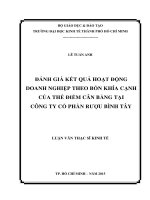 Đánh giá kết quả hoạt động doanh nghiệp theo bốn khía cạnh của thẻ điểm cân bằng tại công ty cổ phần rượu bình tây