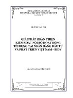 Giải pháp hoàn thiện kiểm soát nội bộ hoạt động tín dụng tại ngân hàng đầu tư và phát triển việt nam   BIDV