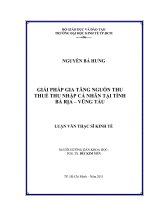 Gỉải pháp gia tăng nguồn thu thuế thu nhập cá nhân tại tỉnh bà rịa, vũng tàu