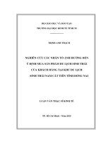 Nghiên cứu các nhân tố ảnh hưởng đến ý định mua sản phẩm du lịch sinh thái nam cát tiên tỉnh đồng nai