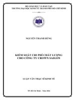 Kiểm soát chi phí chất lượng cho công ty crown saigon