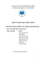 BÁO CÁO KẾT QUẢ PHÂN TÍCH PHƯƠNG PHÁP NGHIÊN CỨU TRONG KINH DOANH