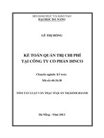 Kế toán quản trị chi phí tại công ty cổ phần DINCO