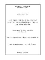 Tóm tắt Luận văn Thạc sĩ Quản trị kinh doanh Quản trị quan hệ khách hàng tại ngân hàng TMCP đầu tư và phát triển Việt Nam chi nhánh Đắk Lắk