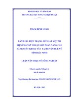 Đánh giá hiện trạng, đề xuất một số biện pháp kỹ thuật góp phần nâng cao năng suất khoai tây tại huyện Quế Võ tỉnh Bắc Ninh