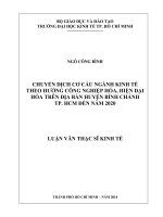 Chuyển dịch cơ cấu ngành kinh tế theo hướng công nghiệp hóa, hiện đại hóa trên địa bàn huyện bình chánh TP HCM đến năm 2020