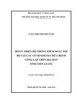 Hoàn thiện hệ thống kiểm soát nội bộ tại các cơ sở khám chữa bệnh công lập trên địa bàn tỉnh tiền giang
