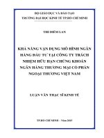 Khả năng vận dụng mô hình ngân hàng đầu tư tại công ty TNHH chứng khoán ngân hàng thương mại cổ phần ngoại thương việt nam