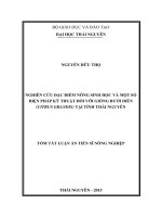 Tóm tắt luận án tiến sĩ nông nghiệp nghiên cứu đặc điểm nông sinh học và một số biện pháp kỹ thuật đối với giống bưởi diễn (citrus grandis) tại tỉnh thái nguyên
