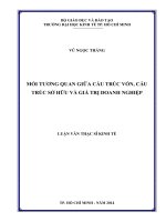 Mối tương quan giữa cấu trúc vốn, cấu trúc sở hữu và giá trị doanh nghiệp